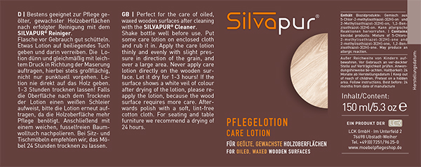 SILVAPUR® Care Lotion for oiled, waxed wooden surfaces 2