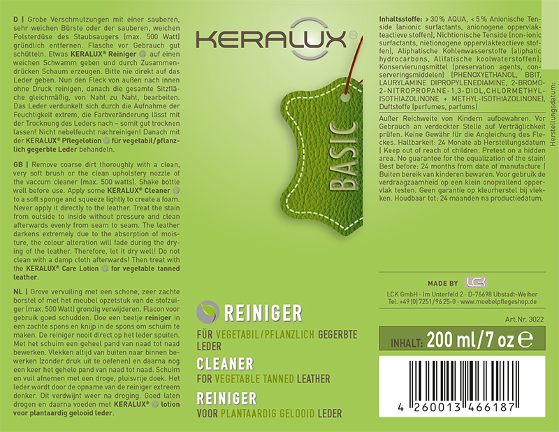 KERALUX® Reiniger für vegetabil/pflanzlich gegerbte Leder 3