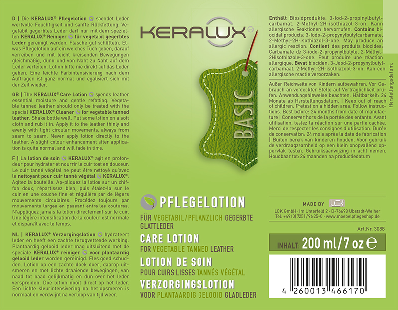 KERALUX® Pflegelotion vegetabil/pflanzlich gegerbte Glattleder 2
