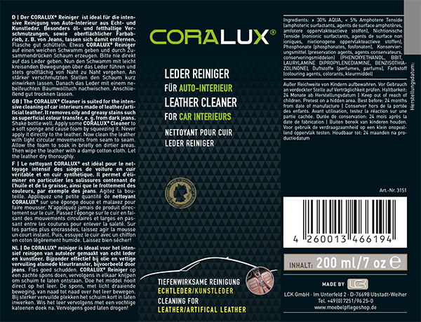 CORALUX® Leather Cleaner 3